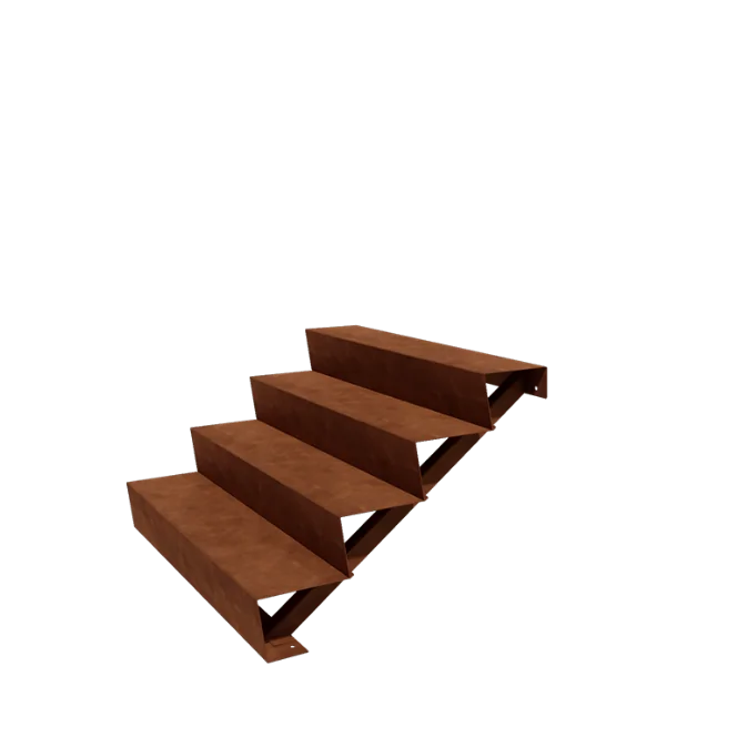 Escada de exterior em aço corten - 4-degrau - 96 x 120 x 68 cm