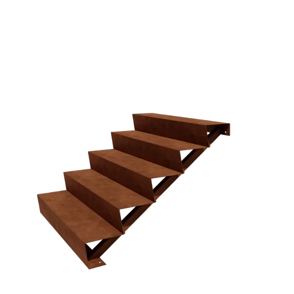 Escada de exterior em aço corten - 5-degrau - 120 x 120 x 85 cm