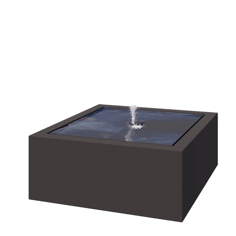 Fonte em alumínio - Lyra - 100 x 100 x 40 cm - RAL7016 fosco (cinzento antracite) - Com Iluminação LED