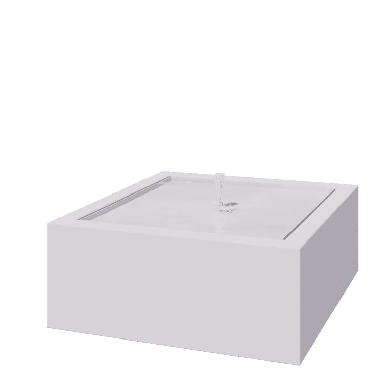 Fonte em alumínio - Lyra - 100 x 100 x 40 cm - RAL9010 fosco (branco) - Com Iluminação LED