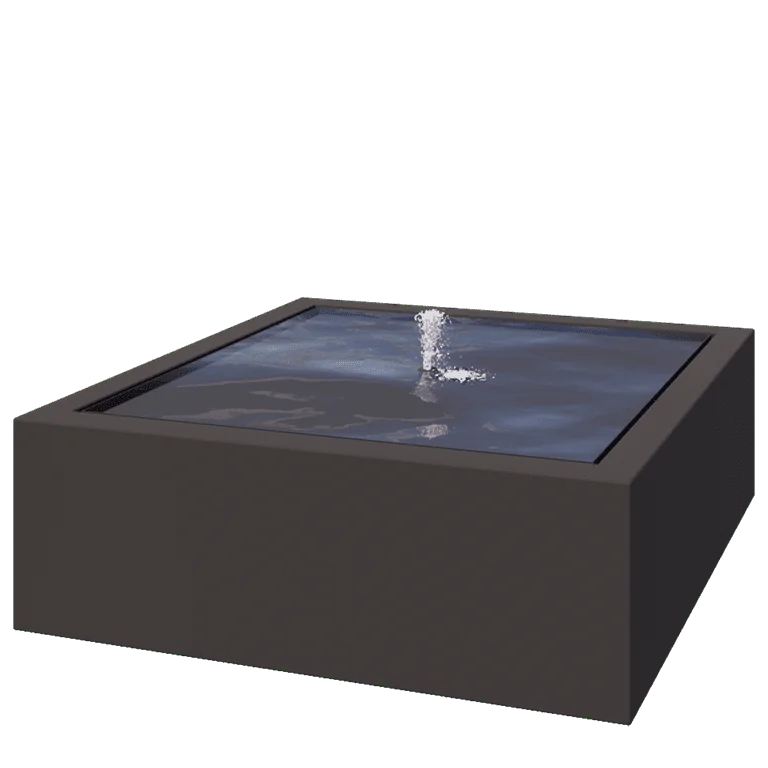 Fonte em alumínio - Lyra - 120 x 120 x 40 cm - RAL7016 fosco (cinzento antracite) - Com Iluminação LED