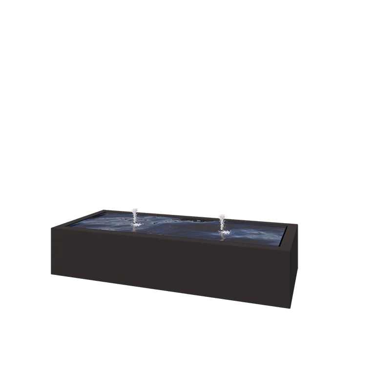 Fonte em alumínio - Lyra - 200 x 80 x 40 cm - RAL9005 fosco (preto) - Com Iluminação LED