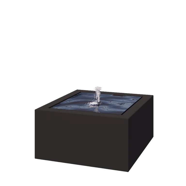 Fonte em alumínio - Lyra - 80 x 80 x 40 cm - RAL9005 fosco (preto) - Com Iluminação LED