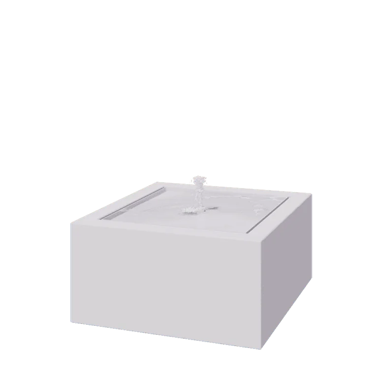 Fonte em alumínio - Lyra - 80 x 80 x 40 cm - RAL9010 fosco (branco) - Com Iluminação LED
