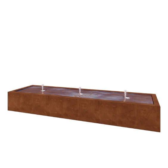 Fonte em aço corten - Lyra - 300 x 80 x 40 cm - Sem Iluminação LED